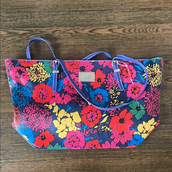 Nine West Blue and Pink Floral Tote Bag - Picture 1 of 8
